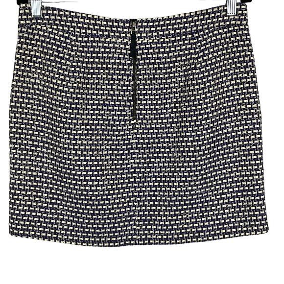 J CREW Womens Mini Skirt Tweed Silk Metallic Blue Black Postage Stamp Prep sz 6 - Picture 5 of 12